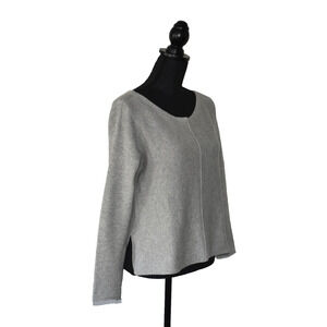 A6 NEW EILEEN FISHER Heather Grey Cashmere High/Low Hem Petite Sweater Size PP
